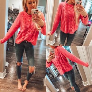 Pink chenille sweater